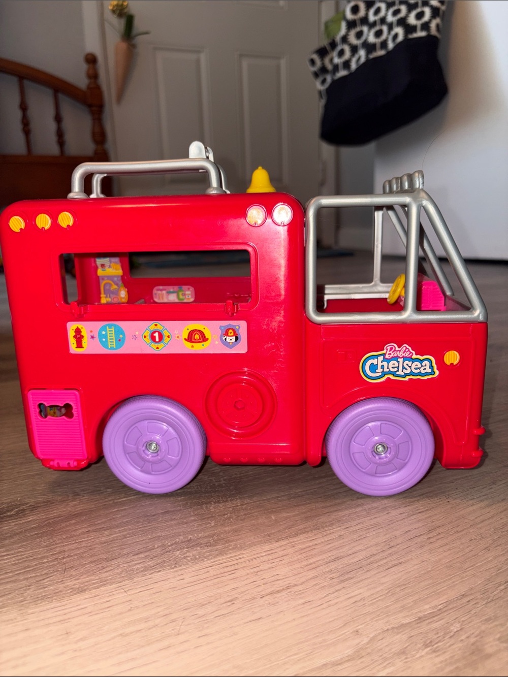 Barbie Chelsea Red Toy Rescue Truck with Purple Wheels